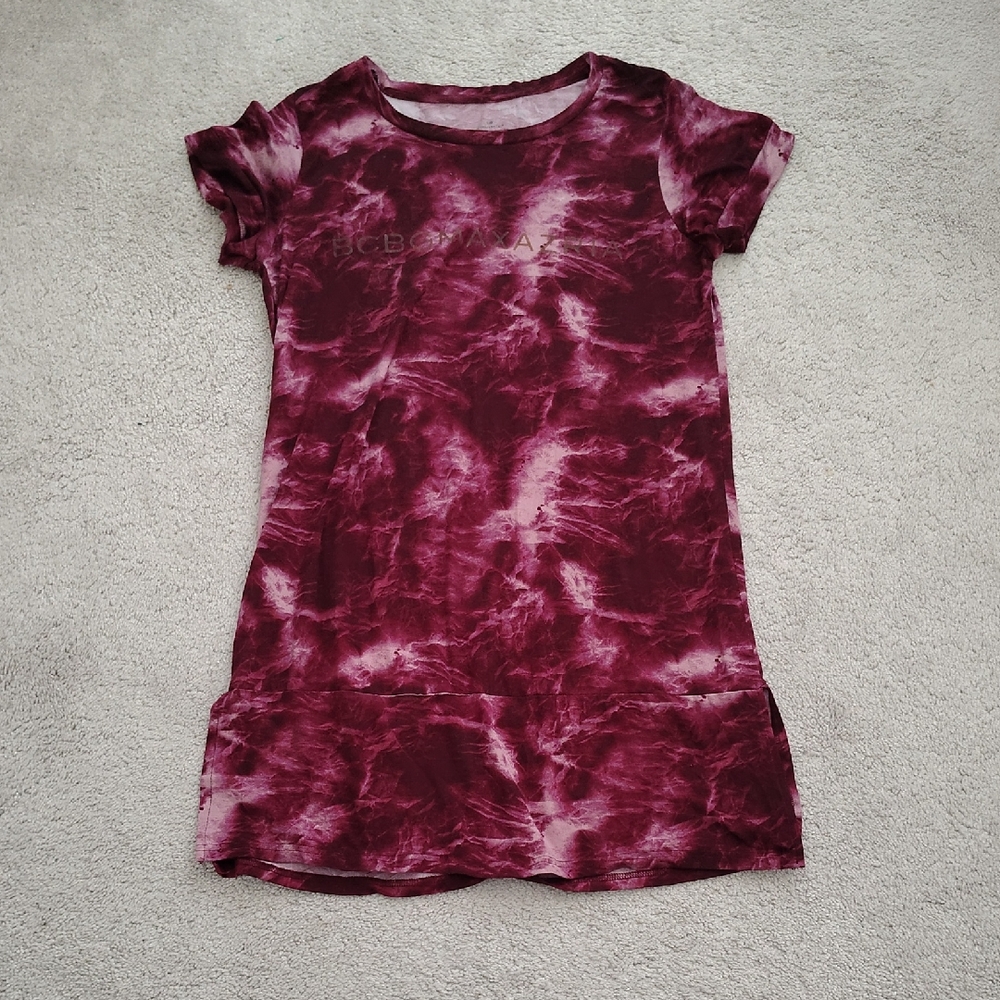 BCBGMaxAzria Burgundy Tie-Dye Mini Dress